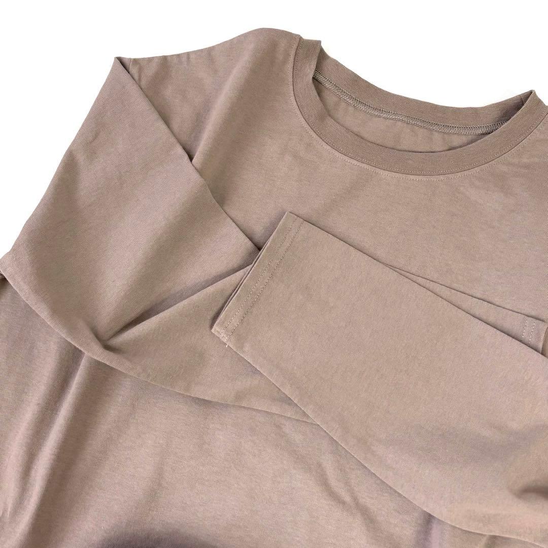 and Me USAコットン 長袖オーバーサイズ裾ラウンドTシャツ カットソー — image 4