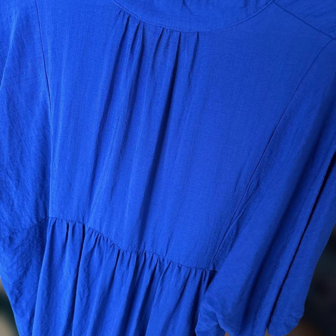 CORNERS by KR スラブジョーゼットカフタンシャツワンピースブルー美品 — image 5