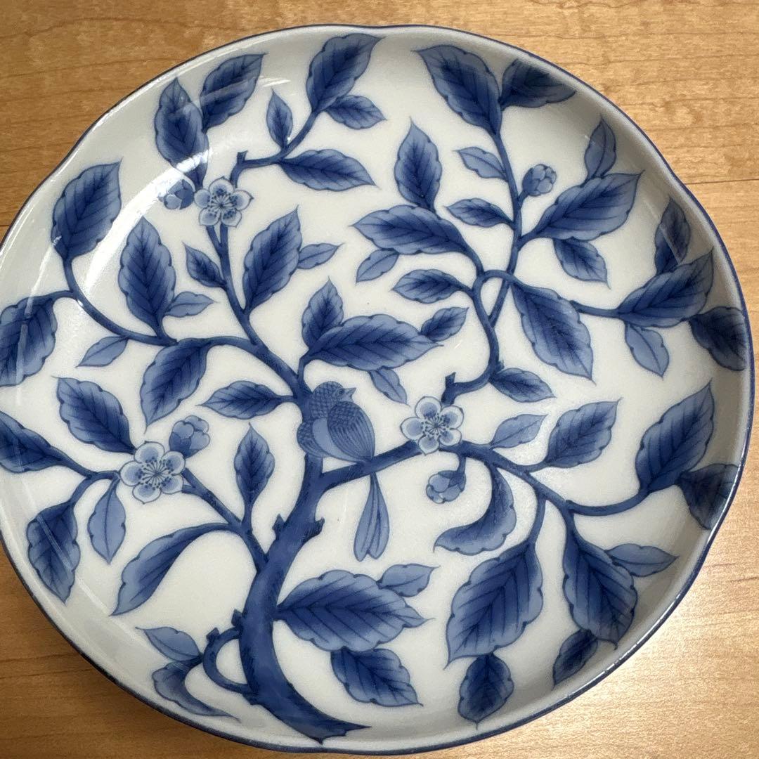 橘吉 染付 小皿 3枚セット 鳥と花柄 — image 2