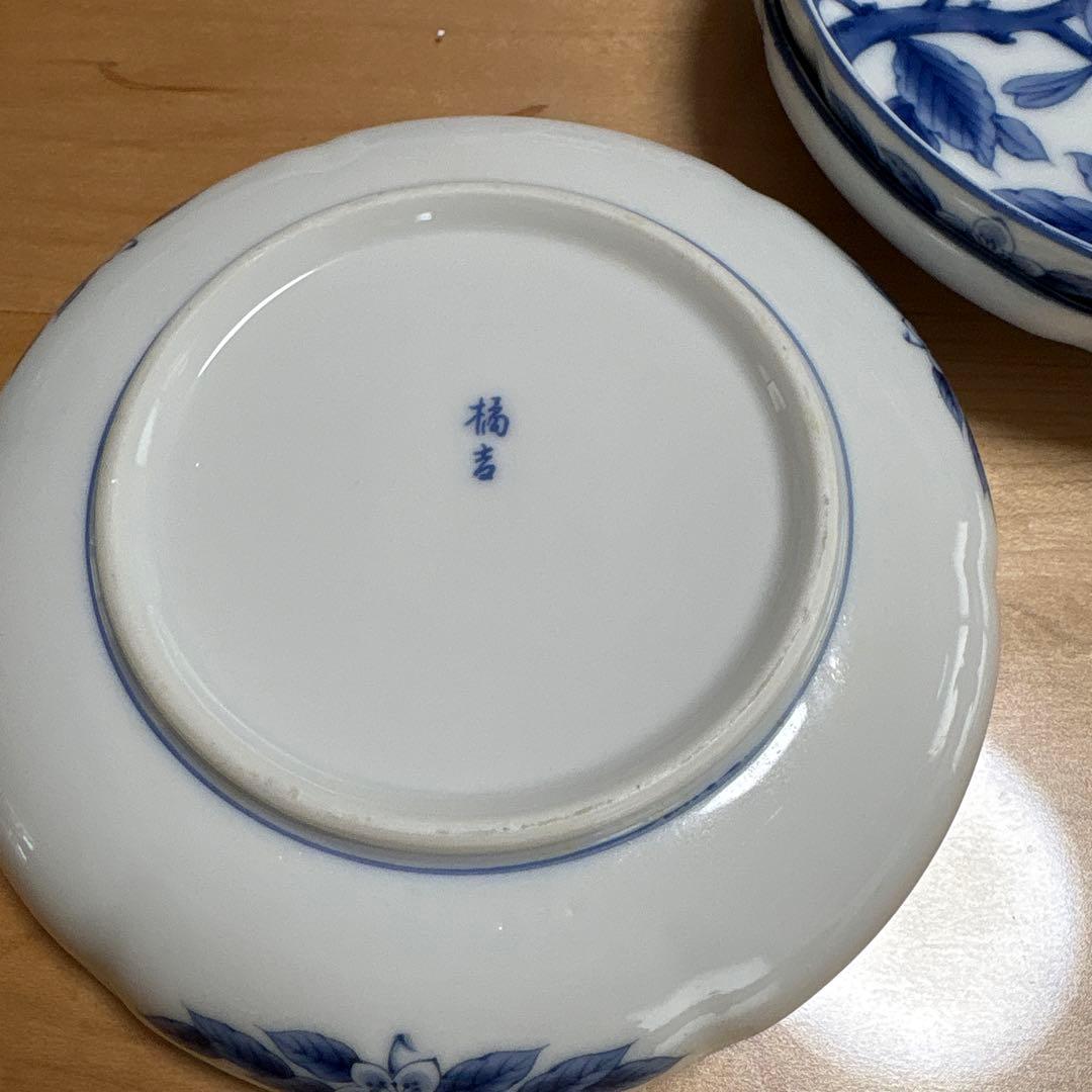 橘吉 染付 小皿 3枚セット 鳥と花柄 — image 3