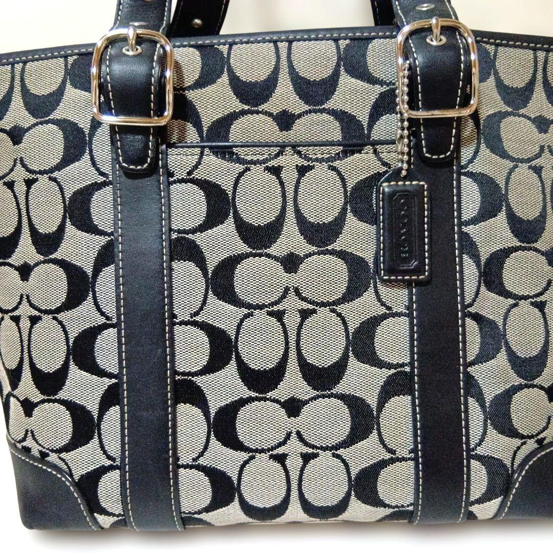 【人気デザイン】COACH コーチ トートバッグ シグネチャー 黒 A4収納可 — image 4