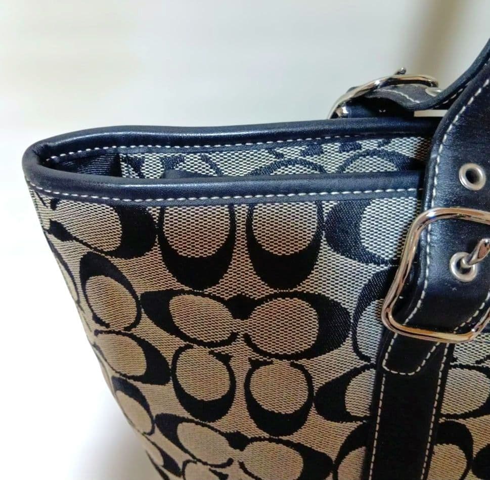 【人気デザイン】COACH コーチ トートバッグ シグネチャー 黒 A4収納可 — image 5
