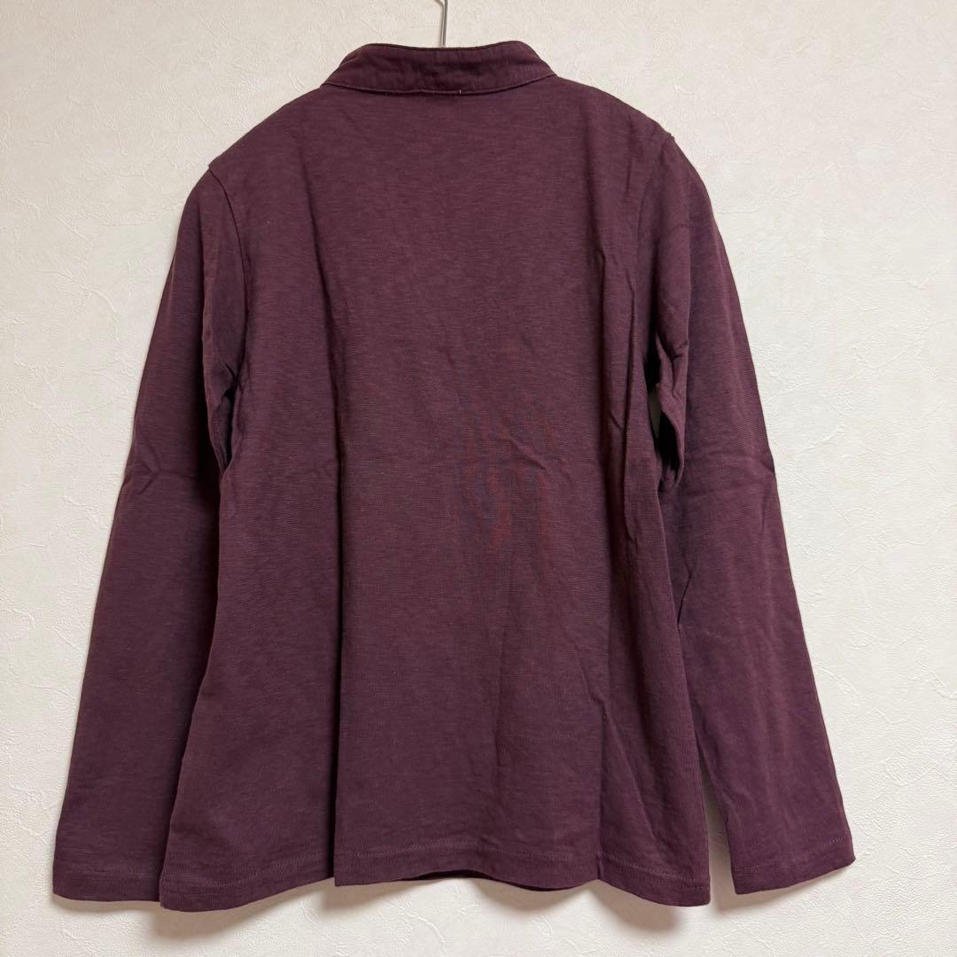 蝶柄 チャイナボタン 長袖カットソー Lサイズ 紫系 コットン100% — image 5