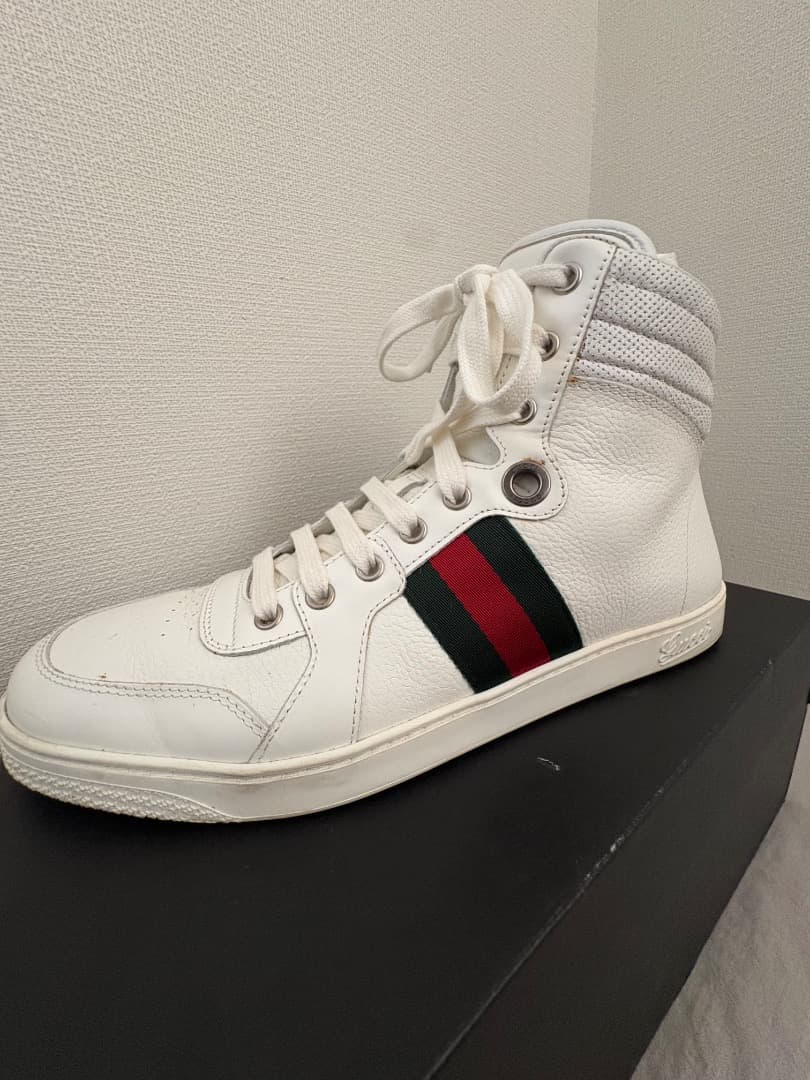 Gucci ホワイト ハイカットスニーカー シェリーライン GG レザー — image 2