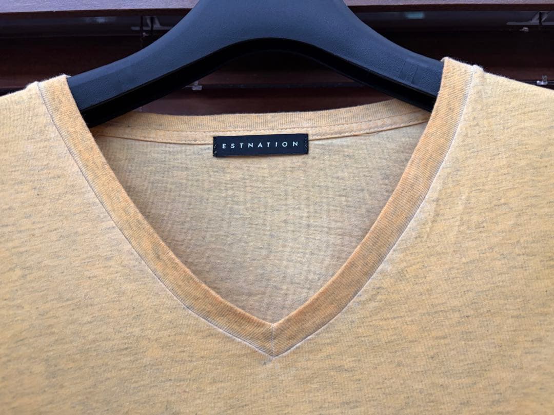 【未使用】ESTNATION Vネック ポケット付き 半袖 Tシャツ イエロー — image 2