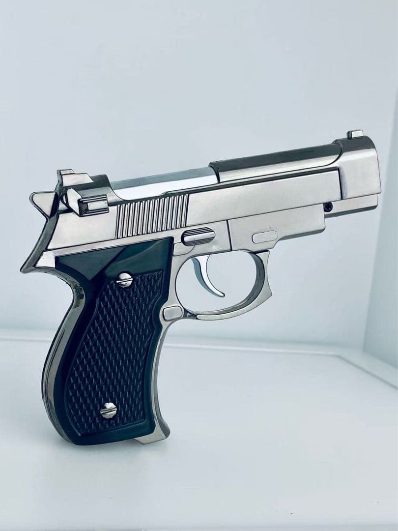 新品未使用ターボライター拳銃型ライターガスライターハンドガン型ライター銀色1個 — image 2