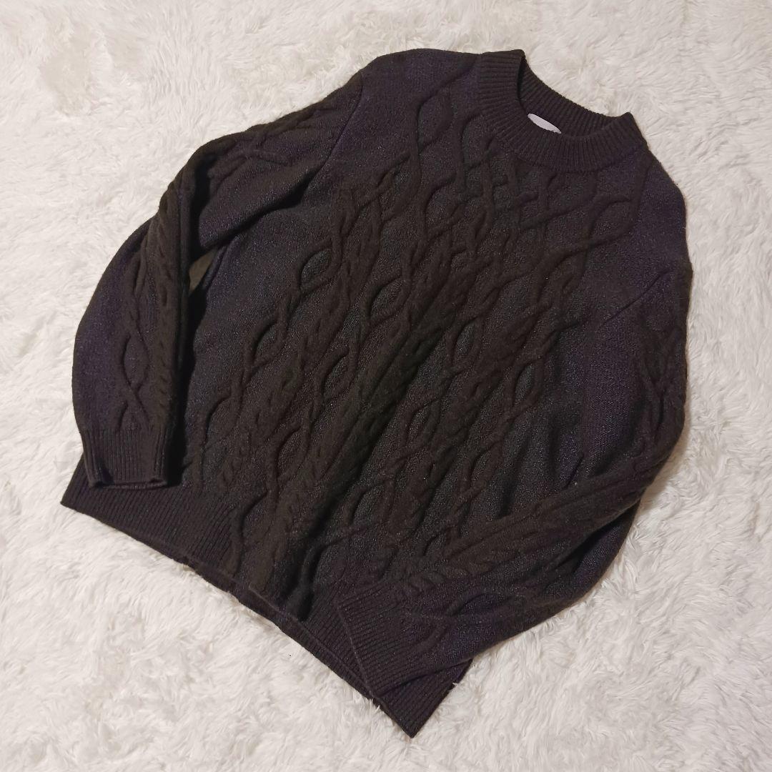 美品★WRAPINKNOT ケーブルニット 厚手 ウメダニット ダークブラウン — image 2