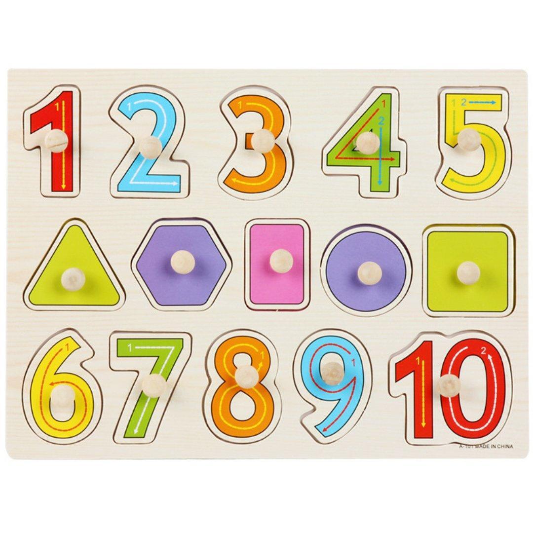 木製 型はめパズル 2枚セット アルファベット 数字 知育玩具 ペグパズル — image 2