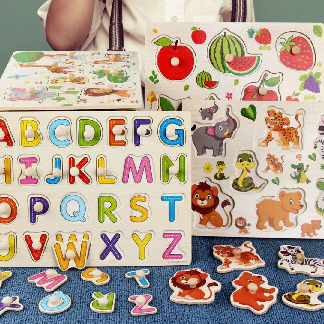 木製 型はめパズル 2枚セット アルファベット 数字 知育玩具 ペグパズル — image 5