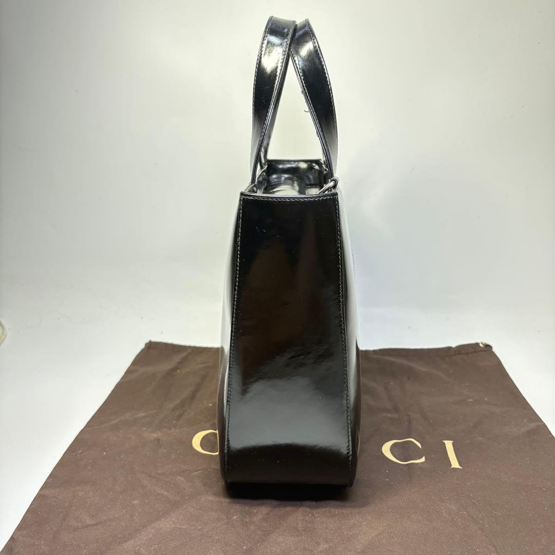 【美品】　GUCCI グッチ パテントレザー ハンドバッグ ブラック　リペア済み — image 5