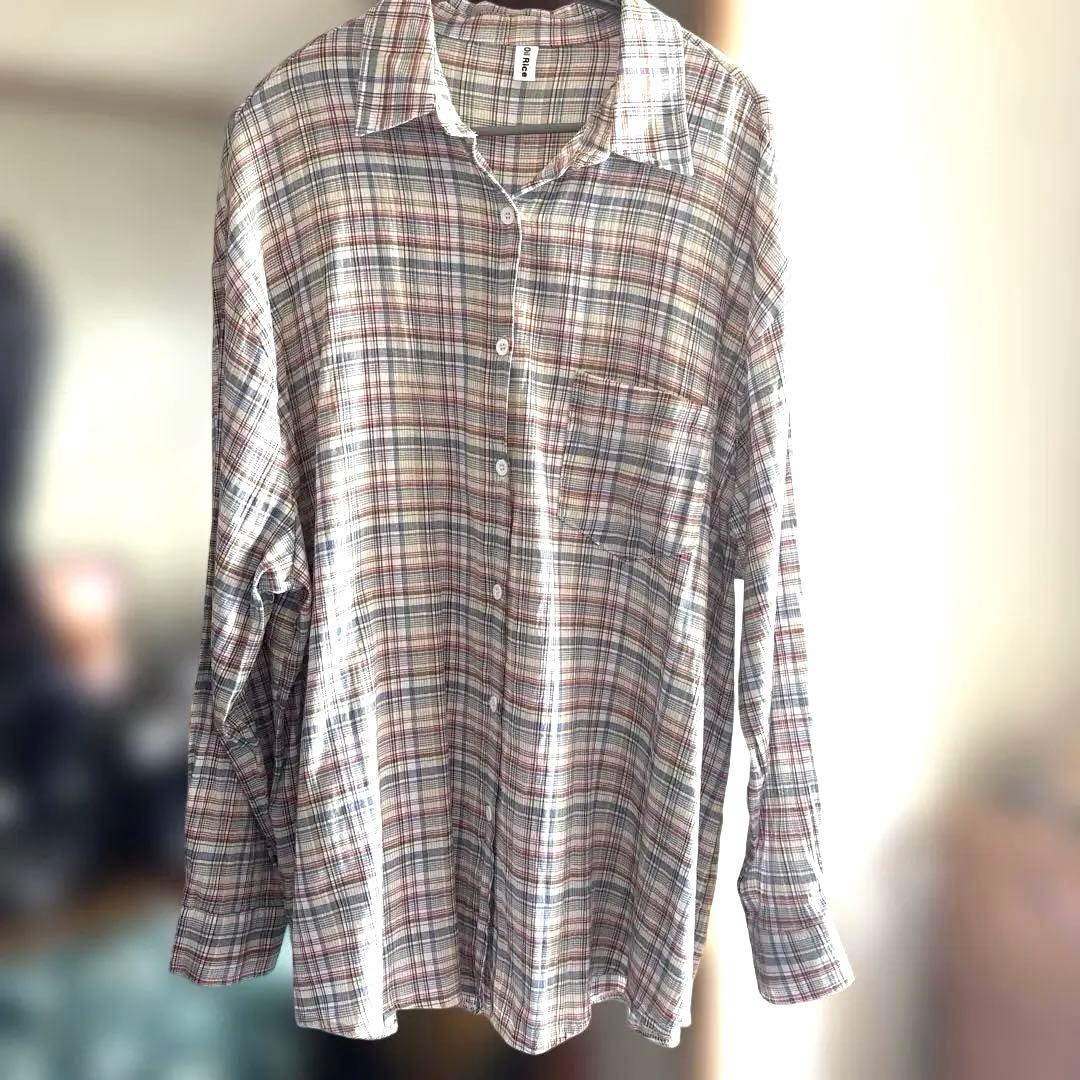 SHEIN Oil Rice チェック柄 オーバーサイズ長袖シャツ — image 2