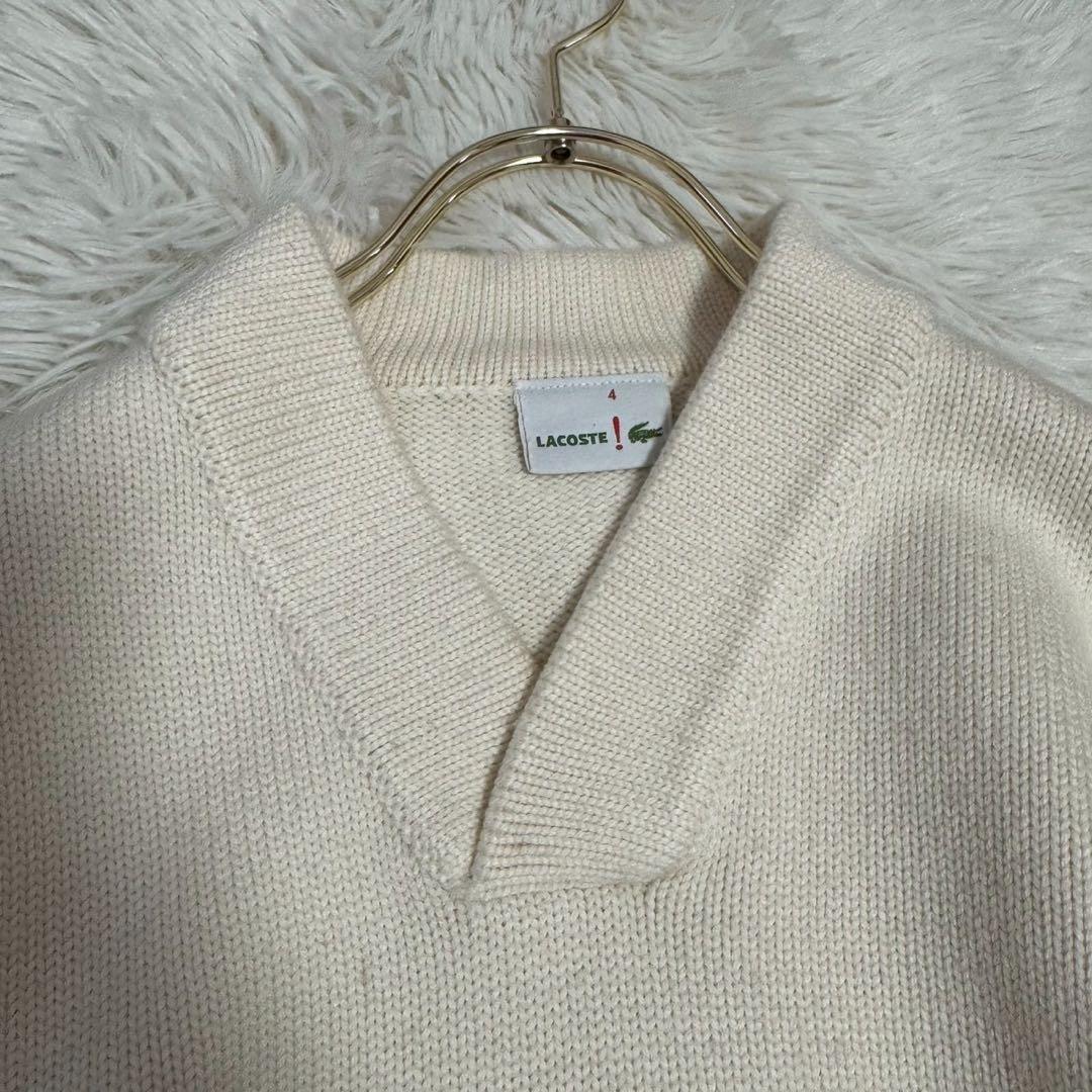 LACOSTE ロゴ入りニット アイボリー 4 カジュアル 着回し オシャレ — image 3