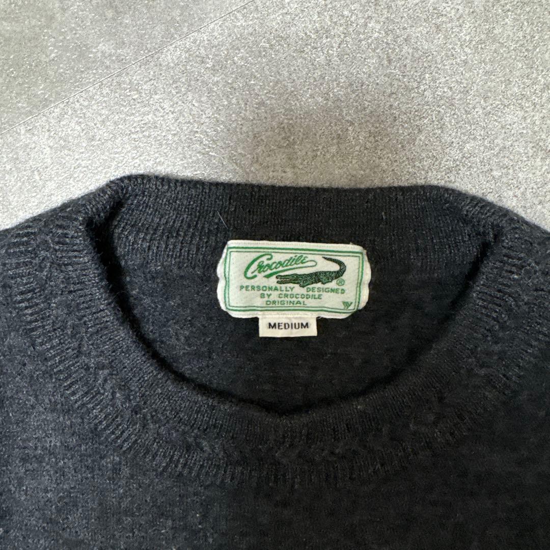 80s Crocodile ケーブルニット セーター 刺繍デザイン チャコール — image 3