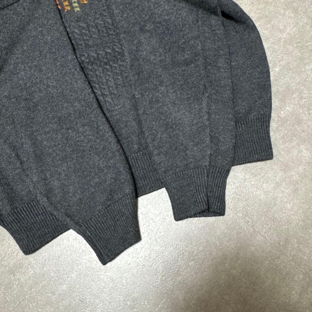 80s Crocodile ケーブルニット セーター 刺繍デザイン チャコール — image 5