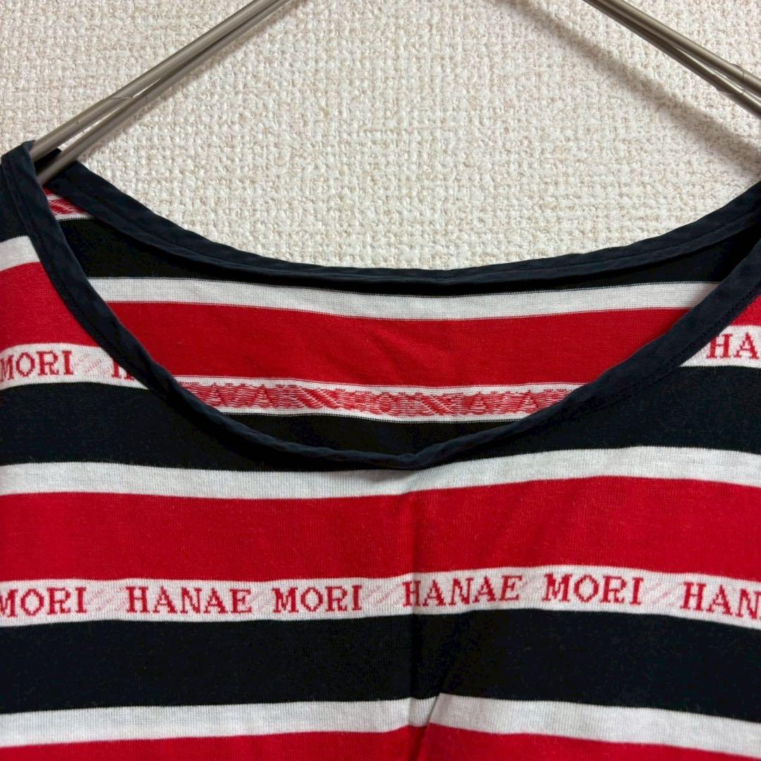【ハナエモリ】ロゴボーダーTシャツ 総柄 半袖カットソー クルーネック ゆったり — image 2