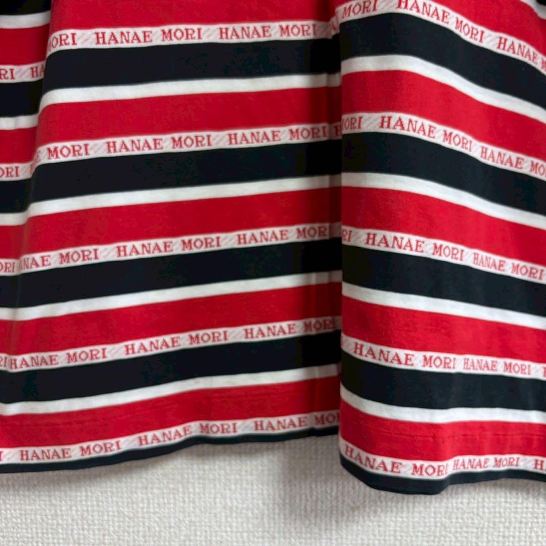 【ハナエモリ】ロゴボーダーTシャツ 総柄 半袖カットソー クルーネック ゆったり — image 4