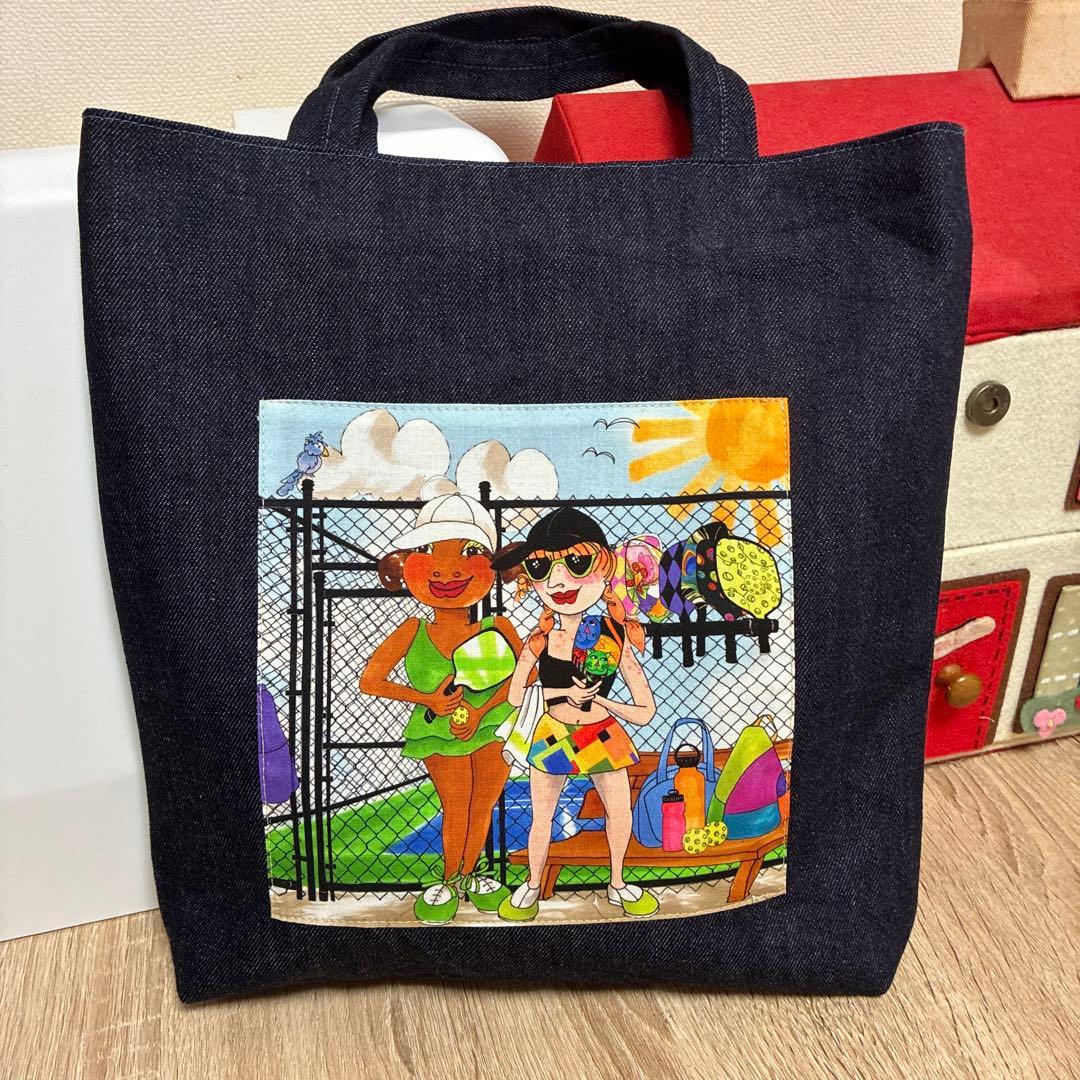 ロラライハリスパネル生地のソフトデニムトートバッグ — image 2