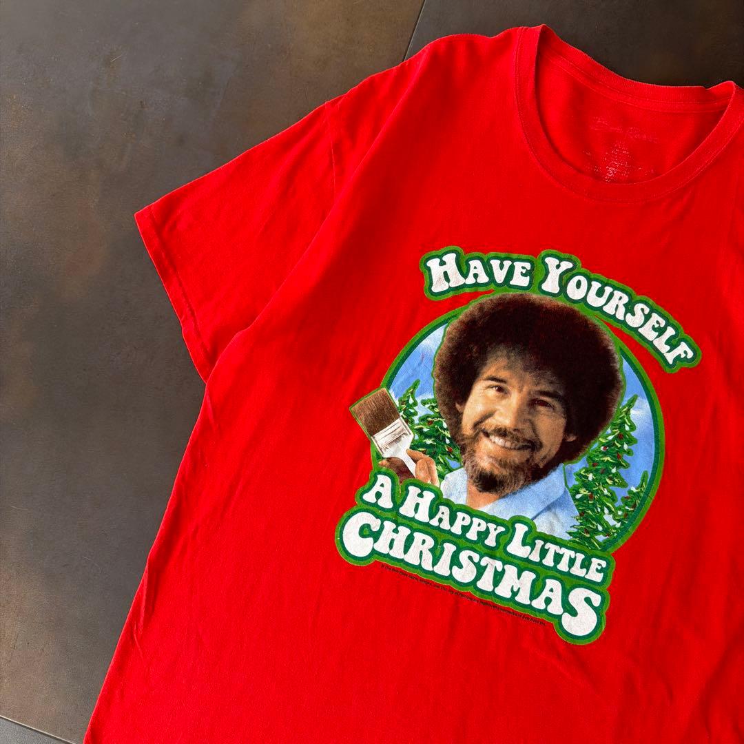 USA古着　The Bob Ross　Tシャツ　人物　グラフィック　アート　赤 — image 2