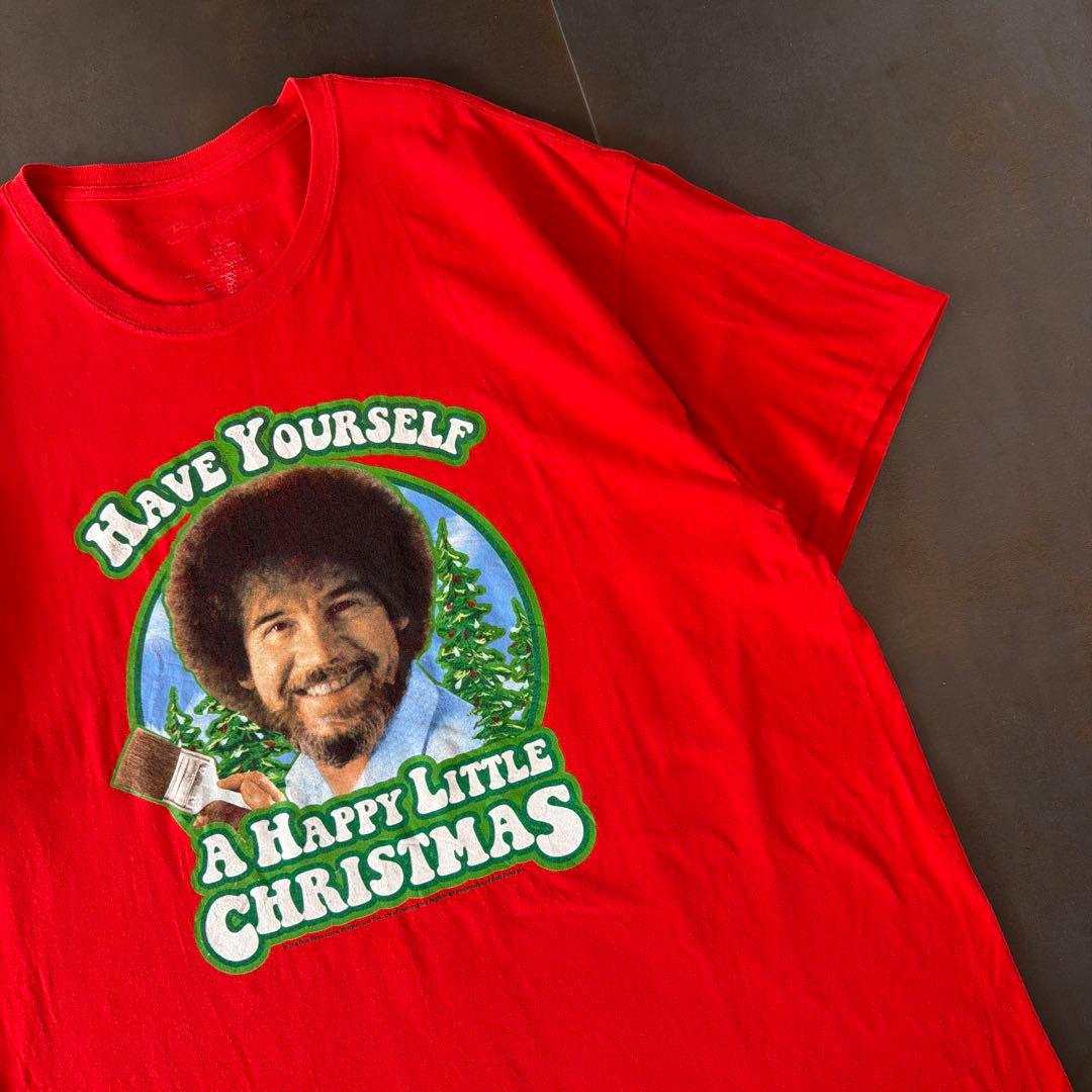 USA古着　The Bob Ross　Tシャツ　人物　グラフィック　アート　赤 — image 3