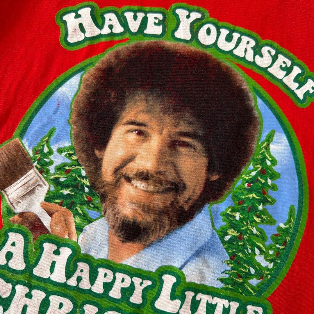 USA古着　The Bob Ross　Tシャツ　人物　グラフィック　アート　赤 — image 5