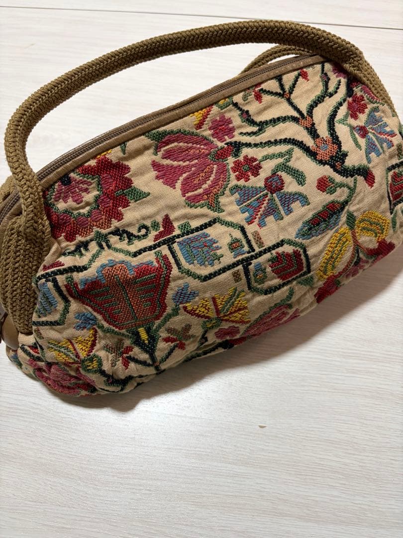 古着 森ガール フェアリーグランジ 花柄刺繍 ハンドバッグ — image 2