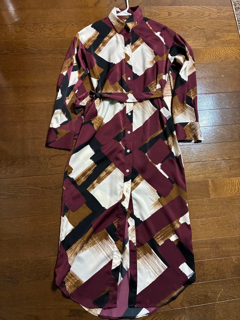 【レア柄】BANANA REPUBLIC シャツワンピース Sボルドーカラー — image 2
