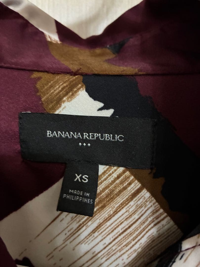【レア柄】BANANA REPUBLIC シャツワンピース Sボルドーカラー — image 3