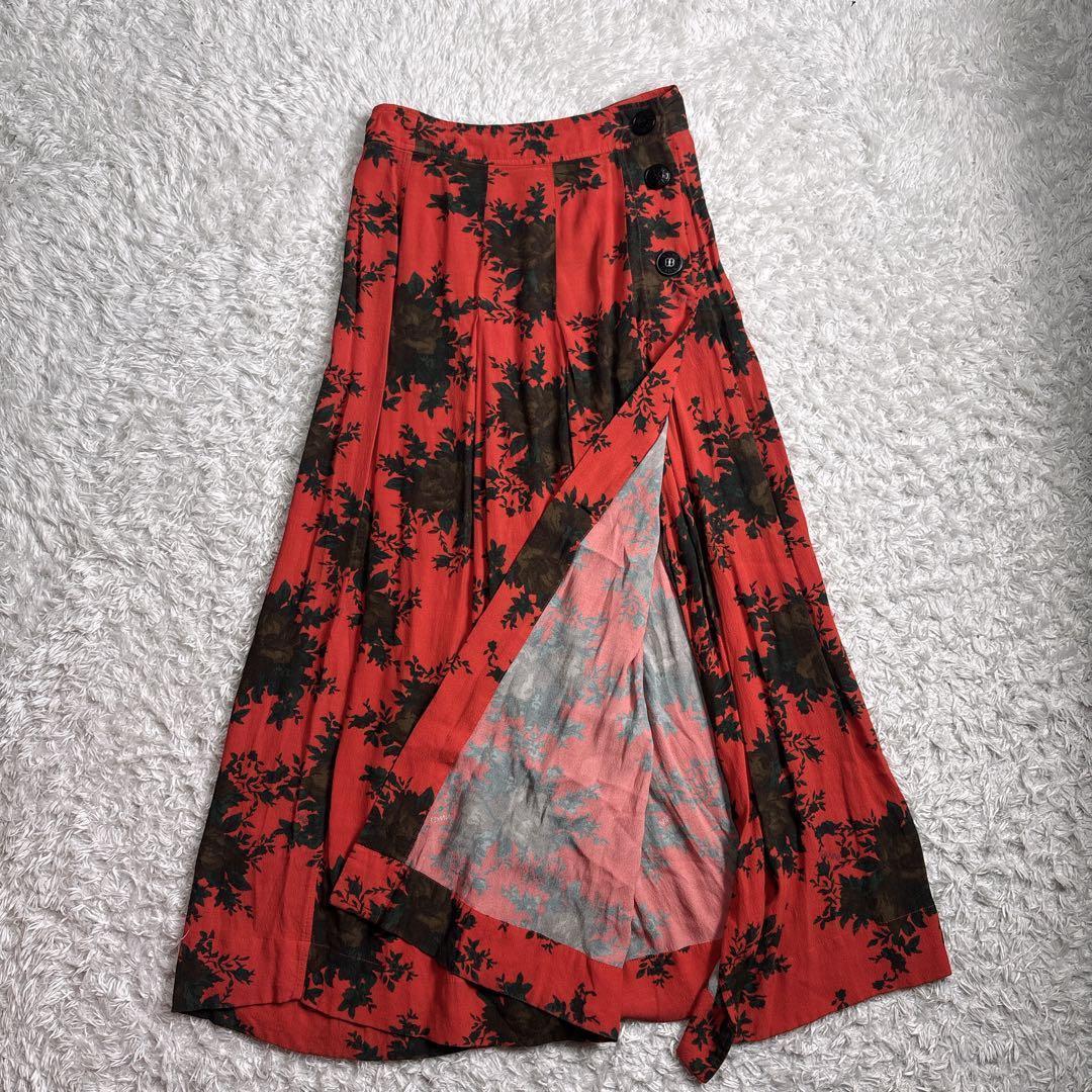 美品 Ganni プリントクレープスカート ボタニカル 花柄 34 レーヨン — image 4