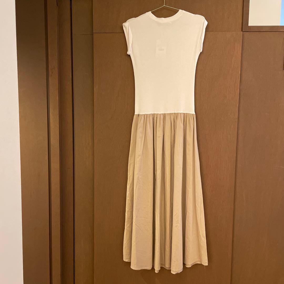 新品タグ付きZARAポプリン ホワイト/ベージュ 半袖ロングワンピースタグ付き — image 3