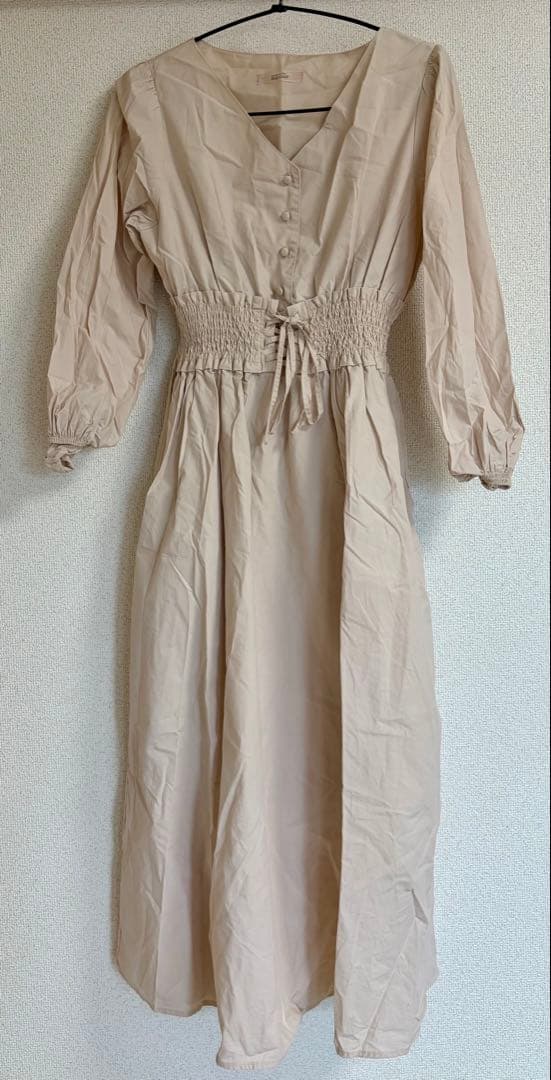 ベージュ ウエストゴム マキシワンピース — image 2