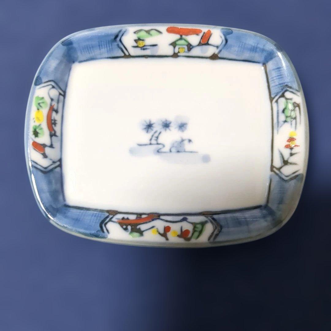 絵変わり 角小皿 4枚セット 染付 色絵 金彩 和食器 — image 3