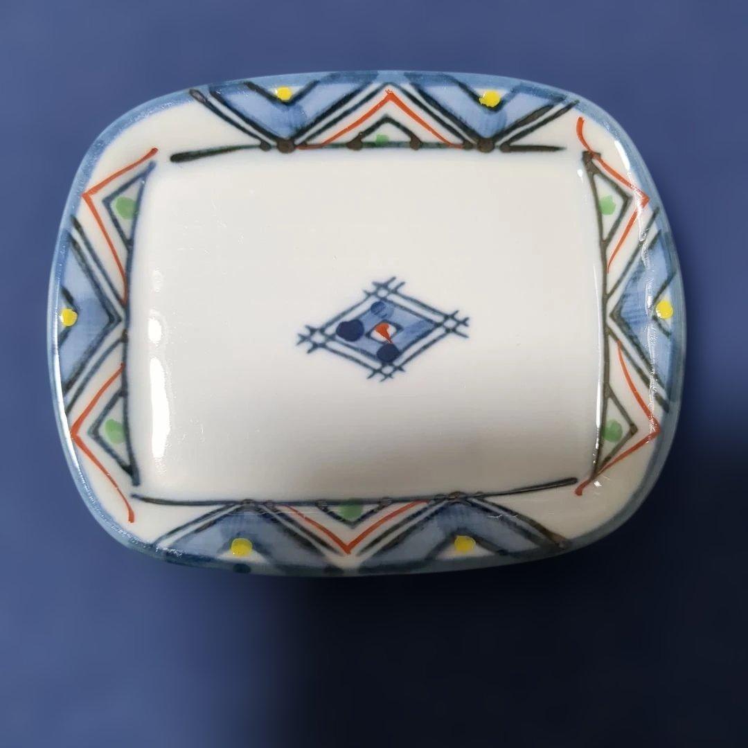 絵変わり 角小皿 4枚セット 染付 色絵 金彩 和食器 — image 4