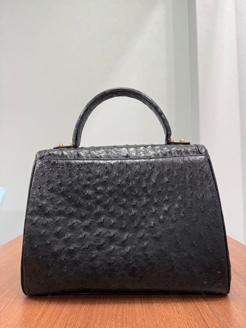 COMTESSE コンテス オーストリッチ ハンドバッグ 黒 金具ゴールド — image 2