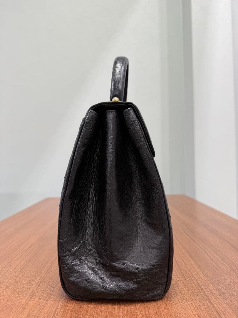 COMTESSE コンテス オーストリッチ ハンドバッグ 黒 金具ゴールド — image 4