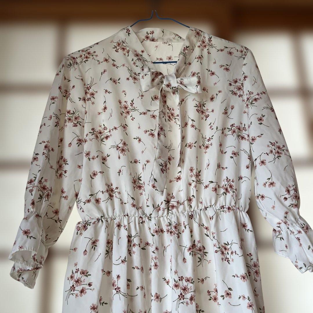 花柄 長袖 ロングワンピース — image 3