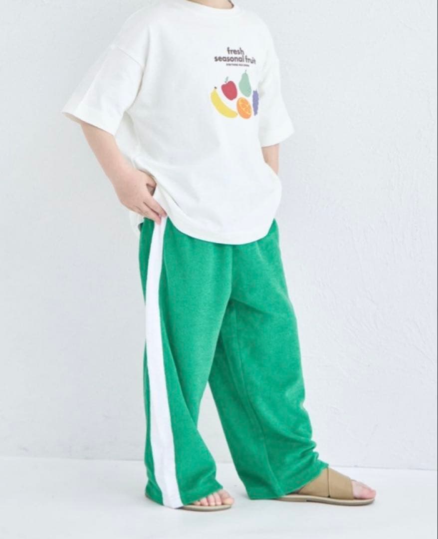 新品‼️ペアマノン　パイルサイドラインパンツ グリーン100 ダンスパンツ — image 2