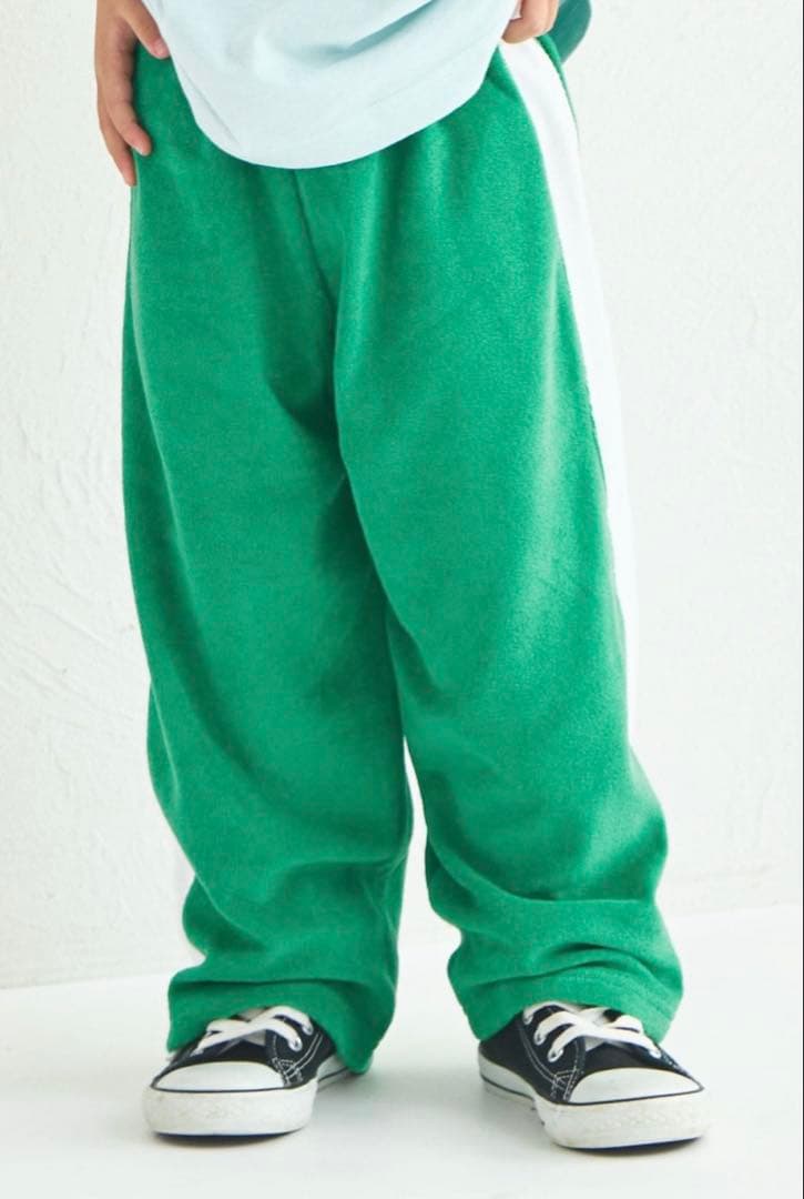 新品‼️ペアマノン　パイルサイドラインパンツ グリーン100 ダンスパンツ — image 3