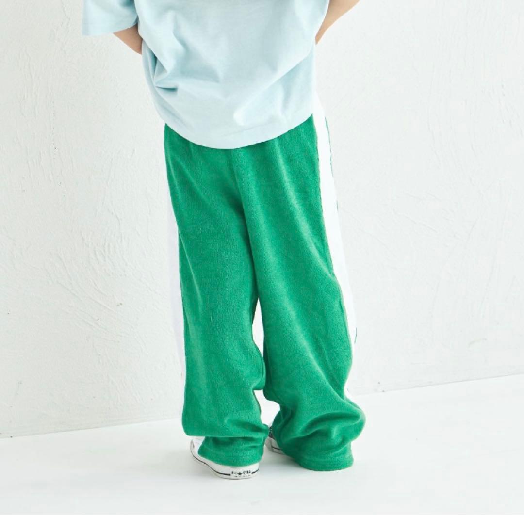 新品‼️ペアマノン　パイルサイドラインパンツ グリーン100 ダンスパンツ — image 4