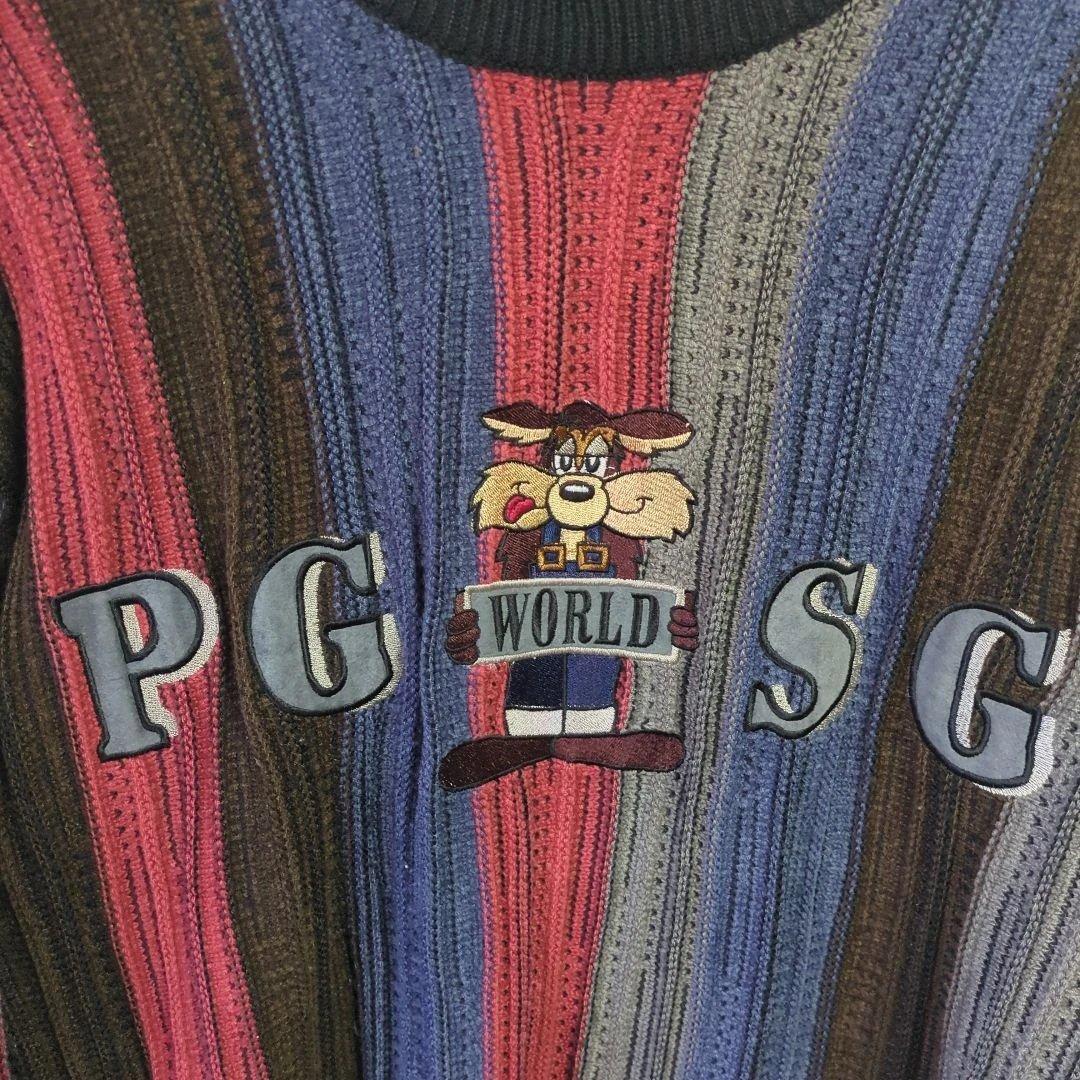 PAGELO ニット 3D　キャラクター　刺繍　ストライプ　マルチカラー　M — image 3