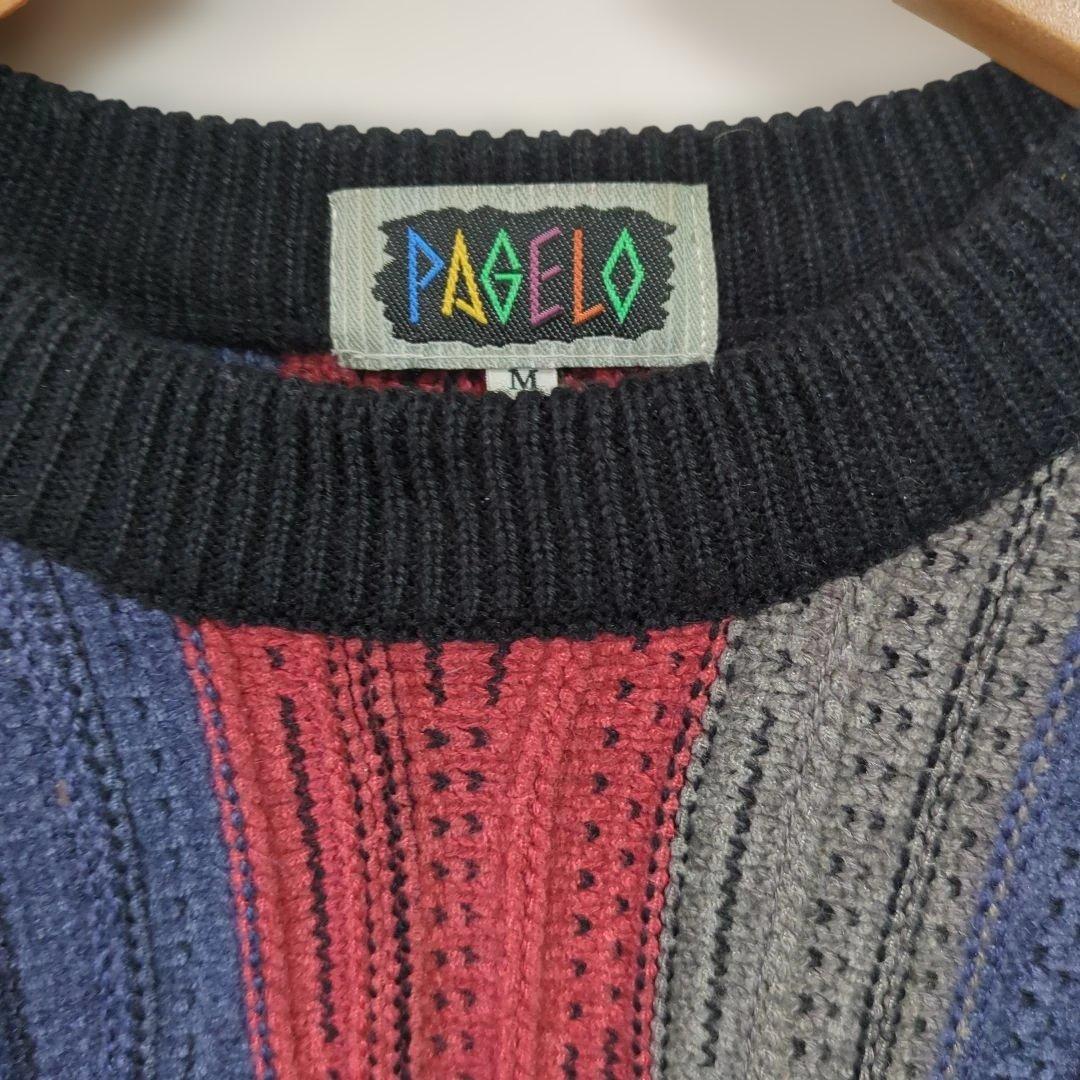 PAGELO ニット 3D　キャラクター　刺繍　ストライプ　マルチカラー　M — image 5