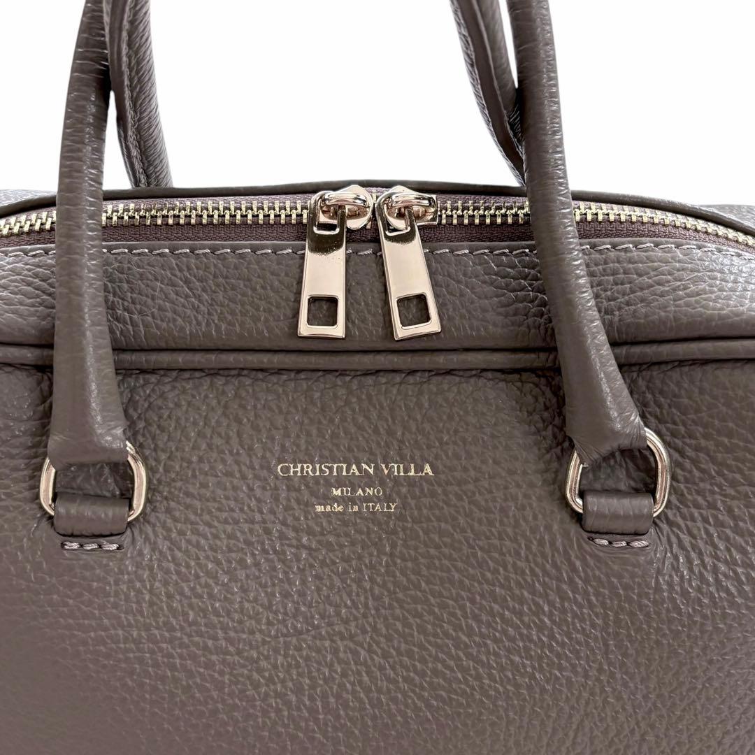 美品✴︎クリスチャンヴィラ ミニボストン 保存袋付き シボレザー グレージュ — image 2