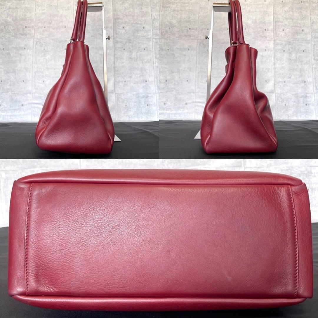 【良品】MAURO GOVERNA カーフレザー ボルドー 肩掛け トートバッグ — image 5