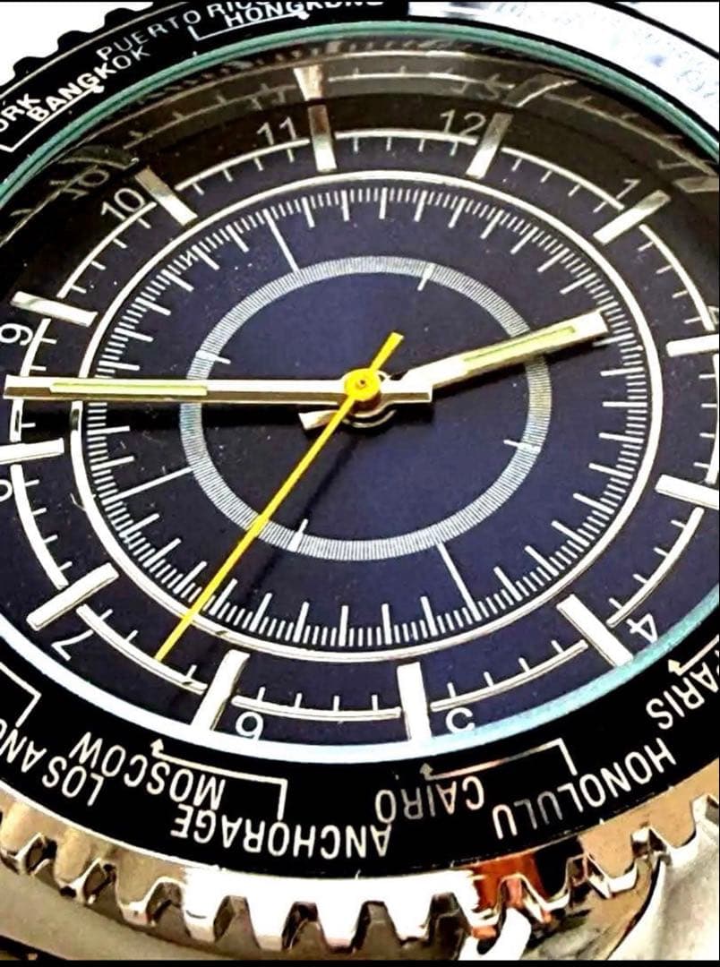 ワールドタイム 腕時計 メンズ 44mm 薄型 レトロデザイン クォーツ　文字盤 — image 3