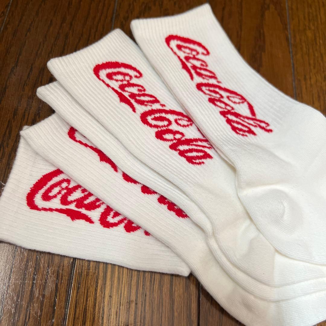 韓国靴下☆レディースソックス☆フリーサイズ☆Coca-Colaロゴ☆白3足セット — image 3