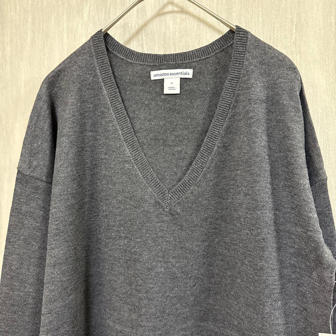 メンズ Mサイズ トップス セーター Ｖネック チャコールグレー — image 3