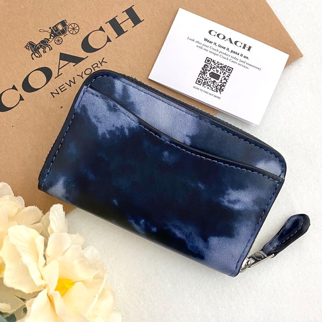 新品　正規品☆COACH コーチ　コインケース　ブルー　タイダイ　レザー — image 3