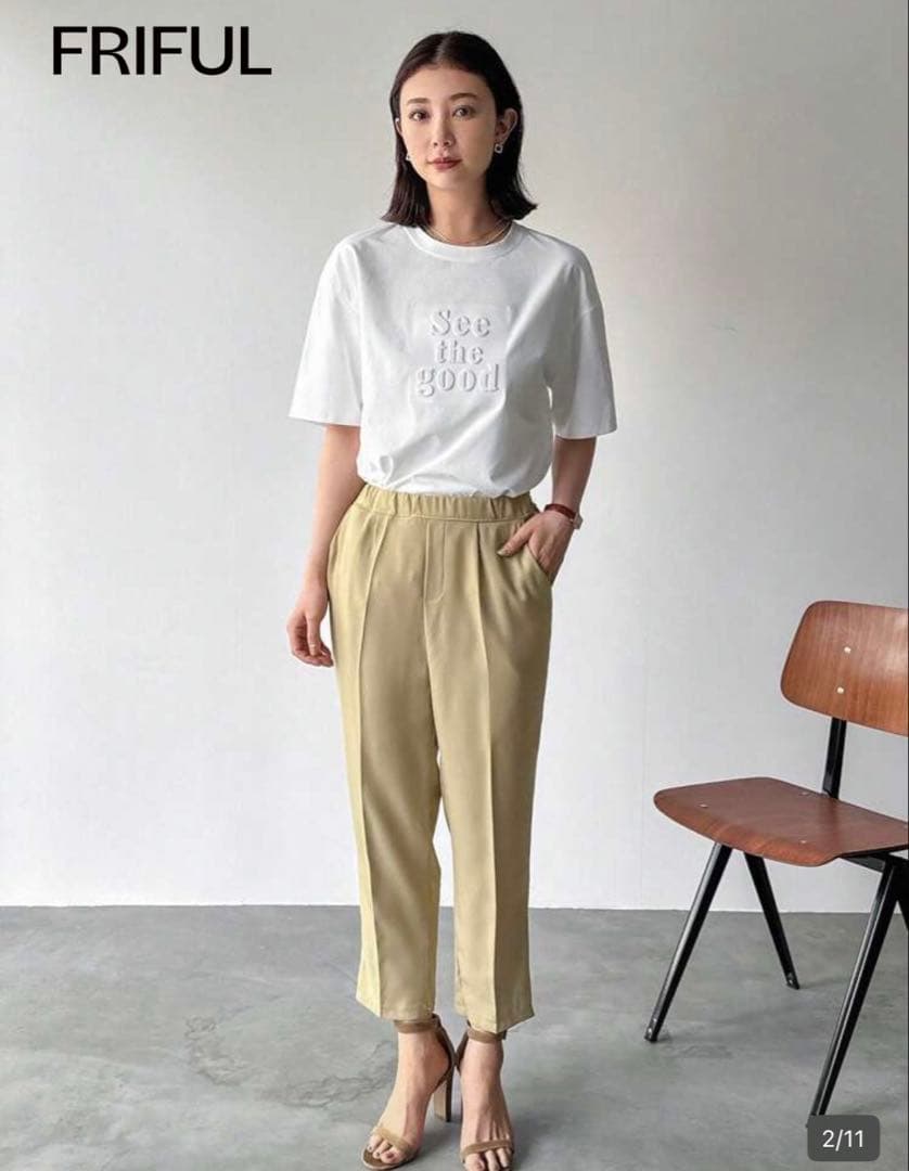 SHEIN シーイン　FRIFUL Tシャツ　半袖　ロゴ　ホワイト　S — image 2