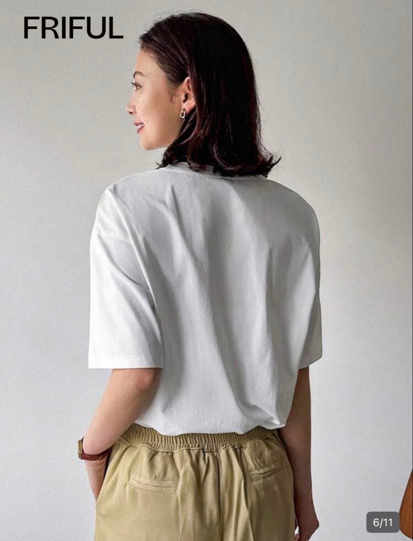 SHEIN シーイン　FRIFUL Tシャツ　半袖　ロゴ　ホワイト　S — image 3