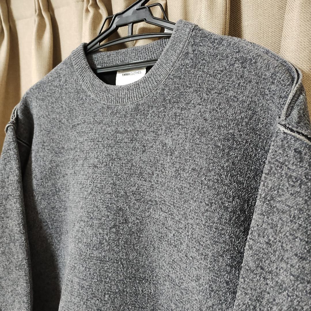 EMMA CLOTHES（エマクローズ）クルーネックニット グレー Lサイズ — image 2