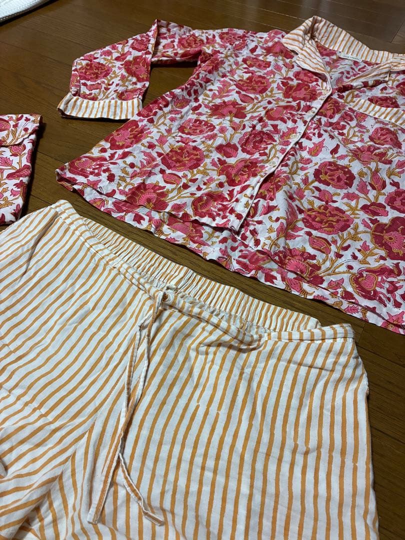 JANE VALKEN パジャマ セットアップ 花柄 ストライプ — image 5